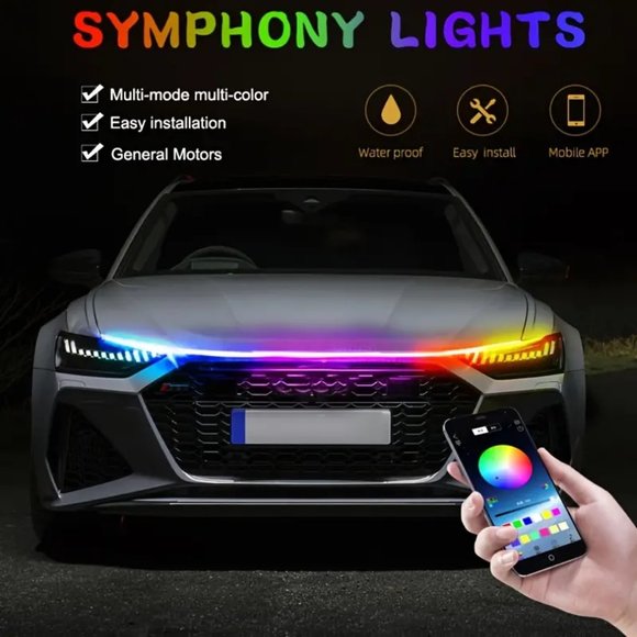 Other | Rgb Colorful Car Led Hood Lights Strip Drl Daytime Running ...